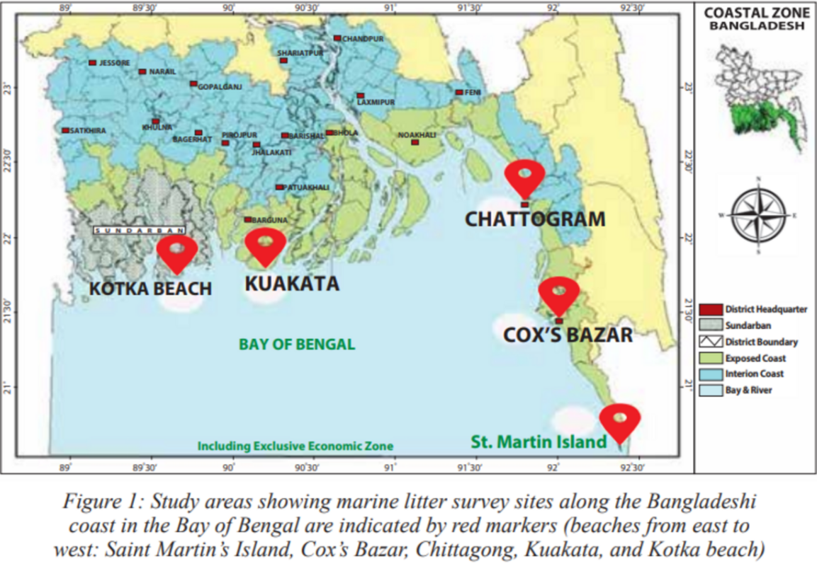 Abundance, Composition, Spatial Distribution and Management Practices of Marine Litter Along the Bay of Bengal Coast of Bangladesh